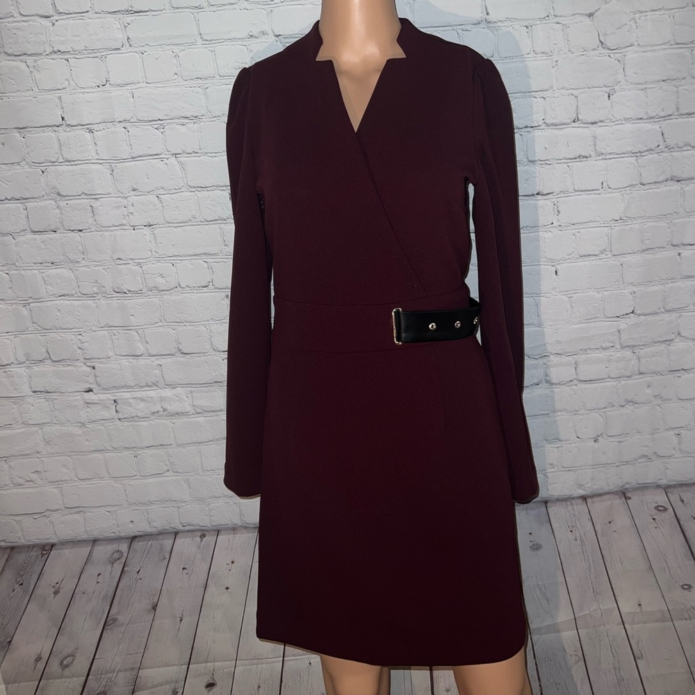 Morgan De Toi Maroon & Black w Belt Dress size 36 Women's dress